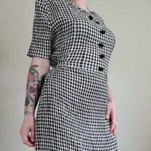 VINTAGE 80s/90s Black & White Gingham Maxi Dress